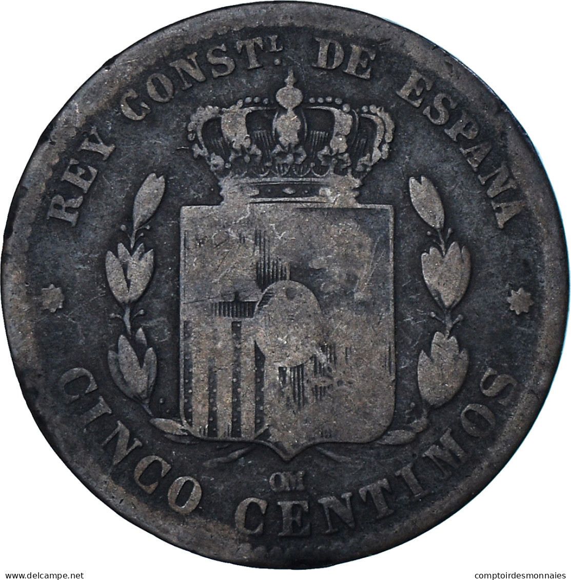 Monnaie, Espagne, 5 Centimos, 1879 - Premières Frappes