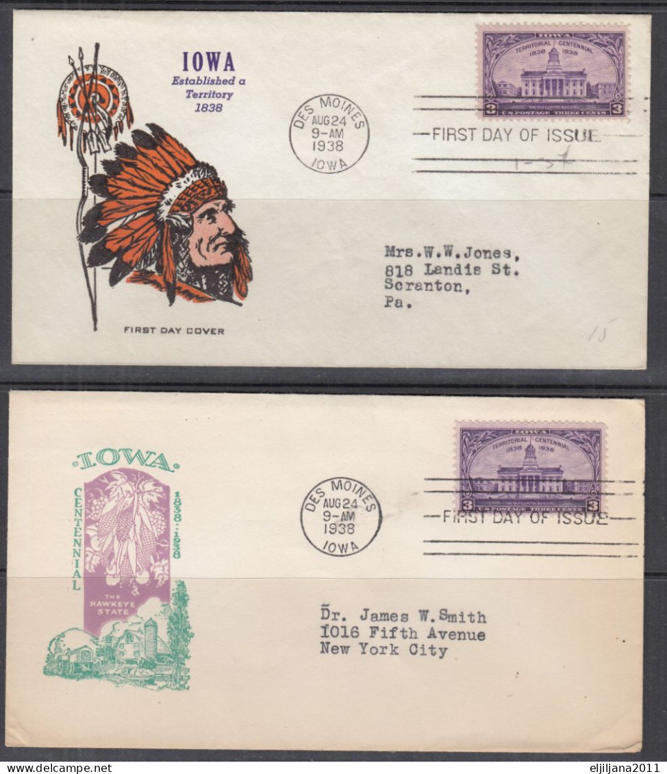 SALE !! 50 % OFF !! ⁕ USA 1938 DES MOINES ⁕ FDC Cover IOWA Established A Territory 1838 - 1851-1940