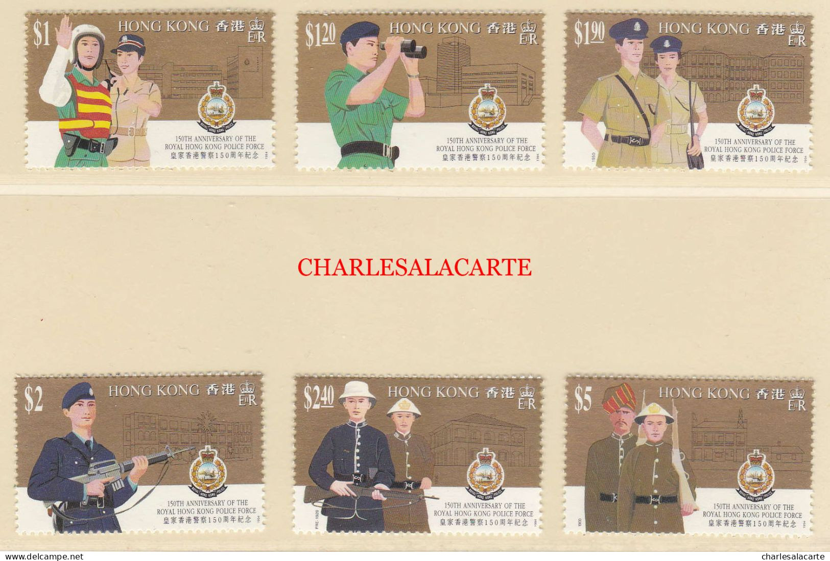 HONG KONG  1994  POLICE FORCE ANNIVERSARY  S.G. 772-777  U.M. - Ungebraucht