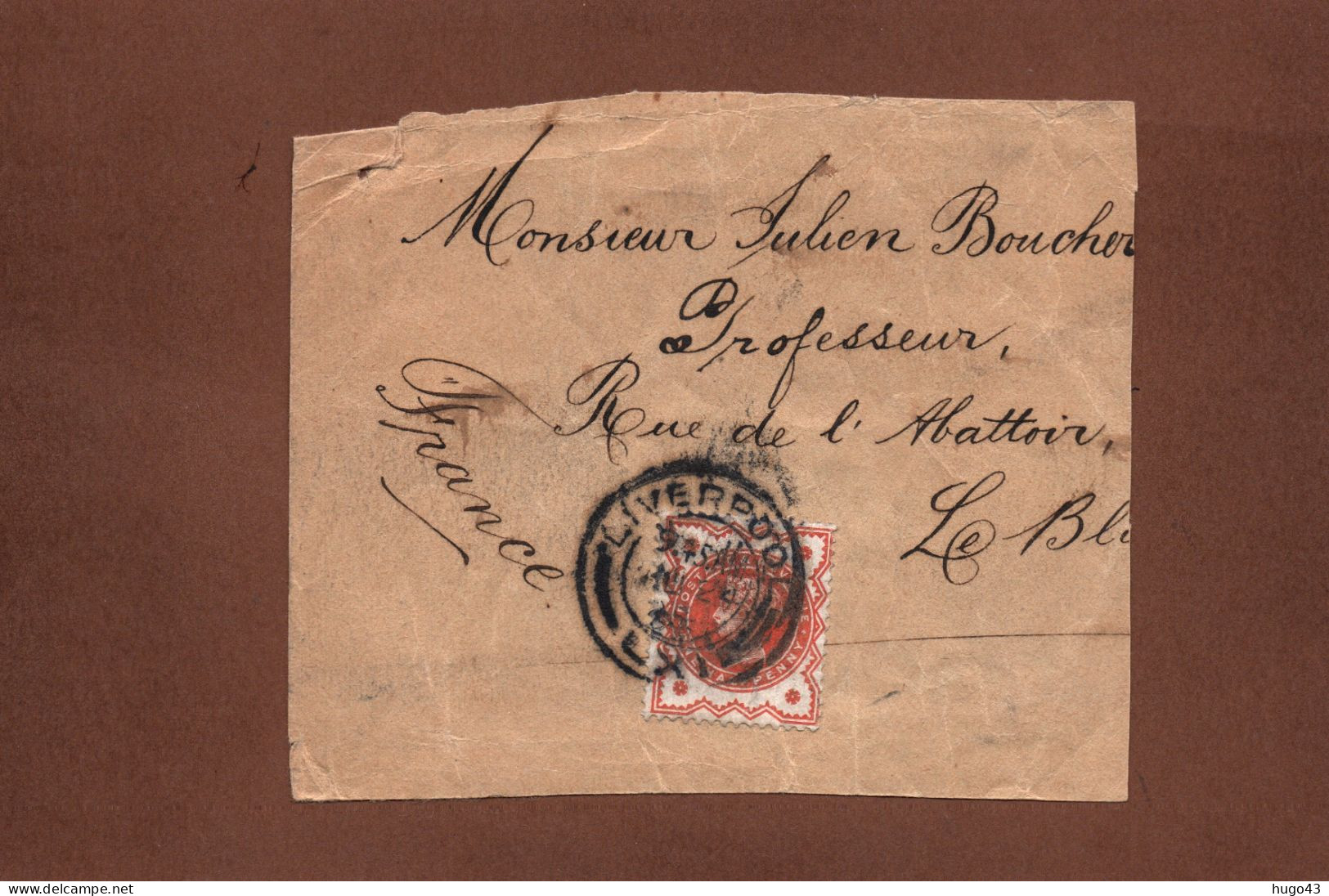 (RECTO / VERSO) FRAGMENT AVEC BEAU TIMBRE ANGLAIS EN 1891 LIVERPOOL - Storia Postale