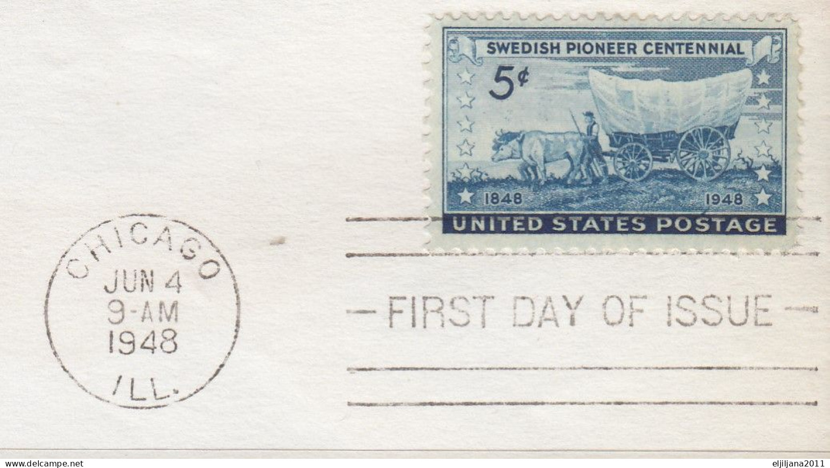 SALE !! 50 % OFF !! ⁕ USA 1948 Chicago ⁕ SWEDISH PIONEER Centennial 3c. ⁕ FDC Cover - 1941-1950