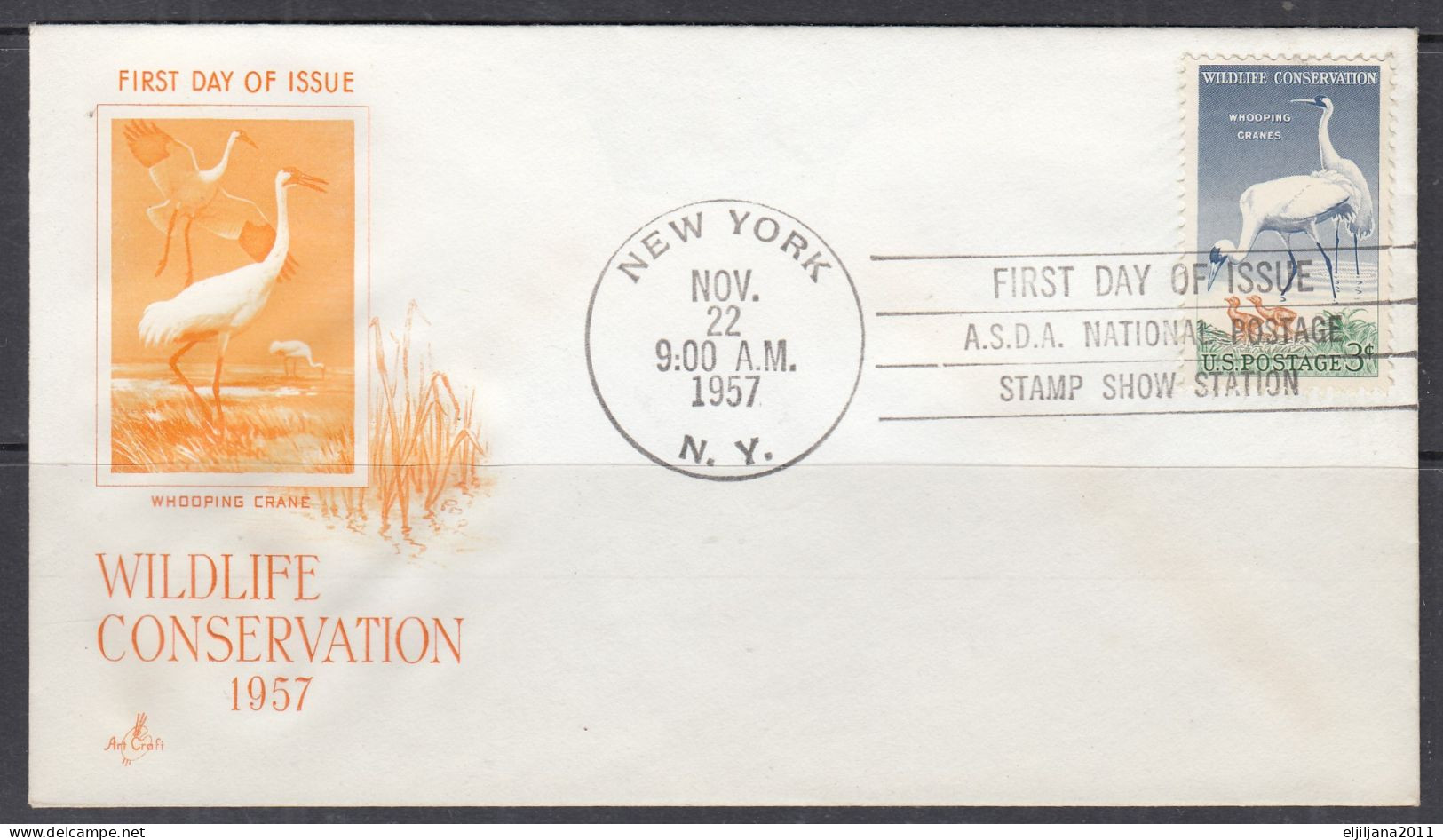 SALE !! 50 % OFF !! ⁕ USA 1957 ⁕ WILDLIFE CONSERVATION 3c. ⁕ FDC Cover / NEW YORK - 1951-1960