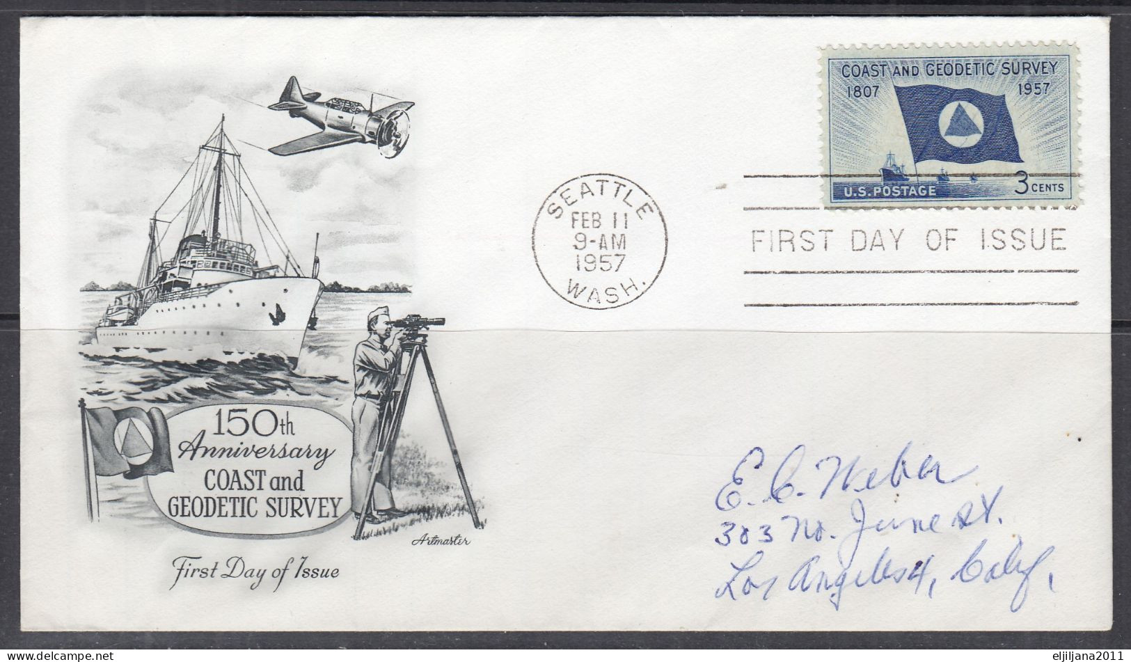 SALE !! 50 % OFF !! ⁕ USA 1957 ⁕ Coast And Geodetic Survey 3c. ⁕ FDC Cover / SEATTLE - 1951-1960