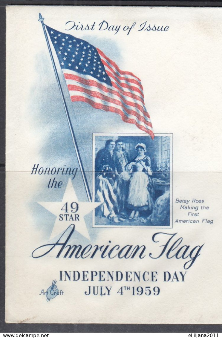 SALE !! 50 % OFF !! ⁕ USA 1959 ⁕ American Flag Independence Day 4c. ⁕ FDC Cover AUBURN - 1951-1960