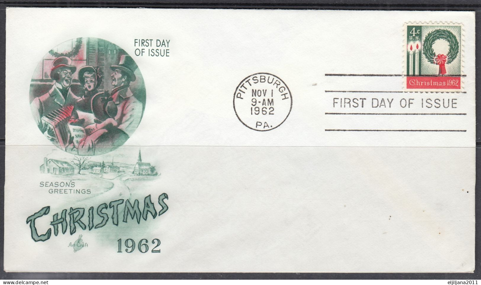 SALE !! 50 % OFF !! ⁕ USA 1962 ⁕ CHRISTMAS 4c. ⁕ 2v FDC Cover PITTSBURGH - 1961-1970