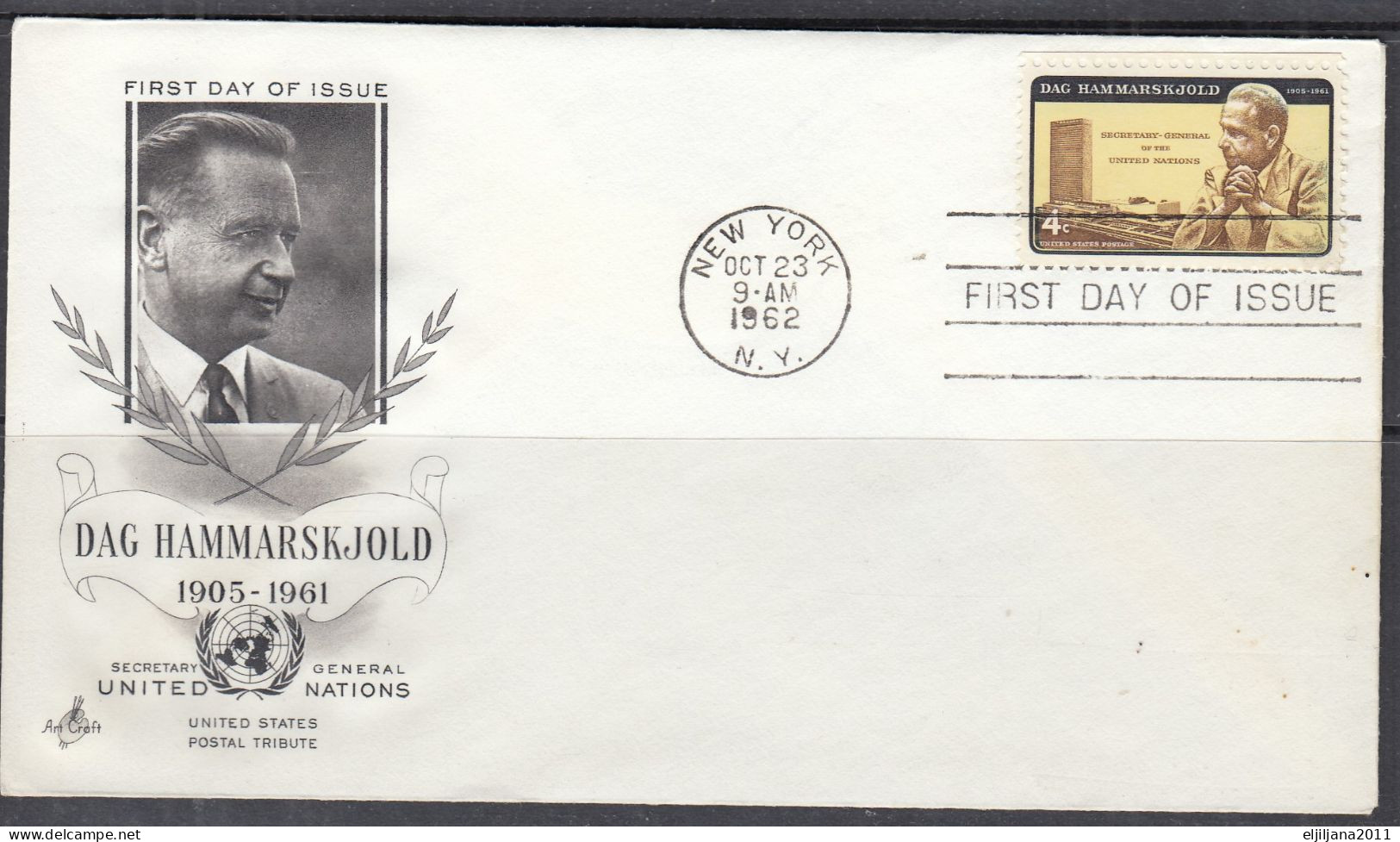 SALE !! 50 % OFF !! ⁕ USA 1961 & 1962 ⁕ Dag Hammarskjold & Kansas Statehooh 4c. ⁕ 2v FDC Cover - 1961-1970