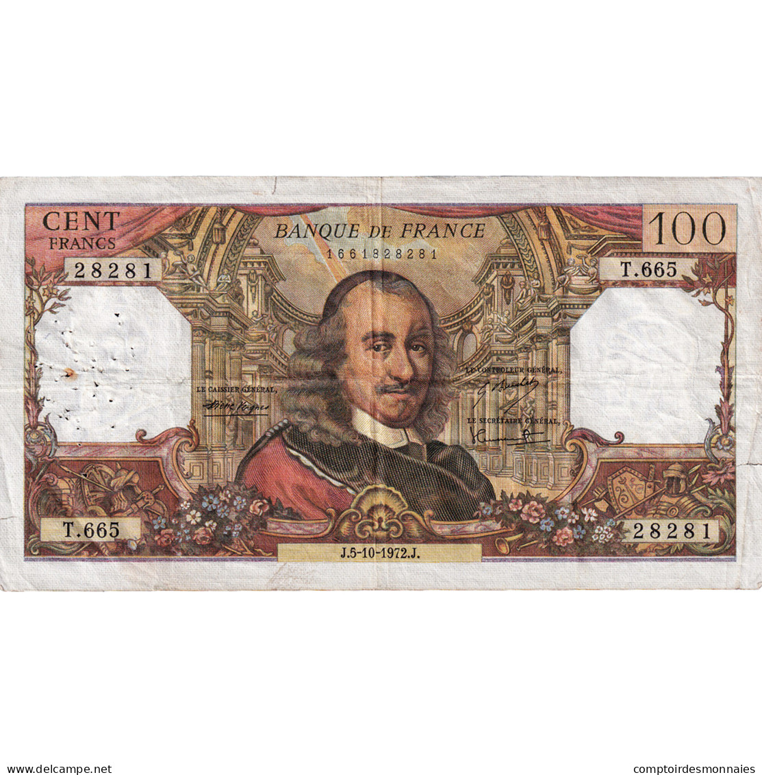 France, 100 Francs, Corneille, 1972, T.665, TB+, Fayette:65.40 - 100 F 1964-1979 ''Corneille''