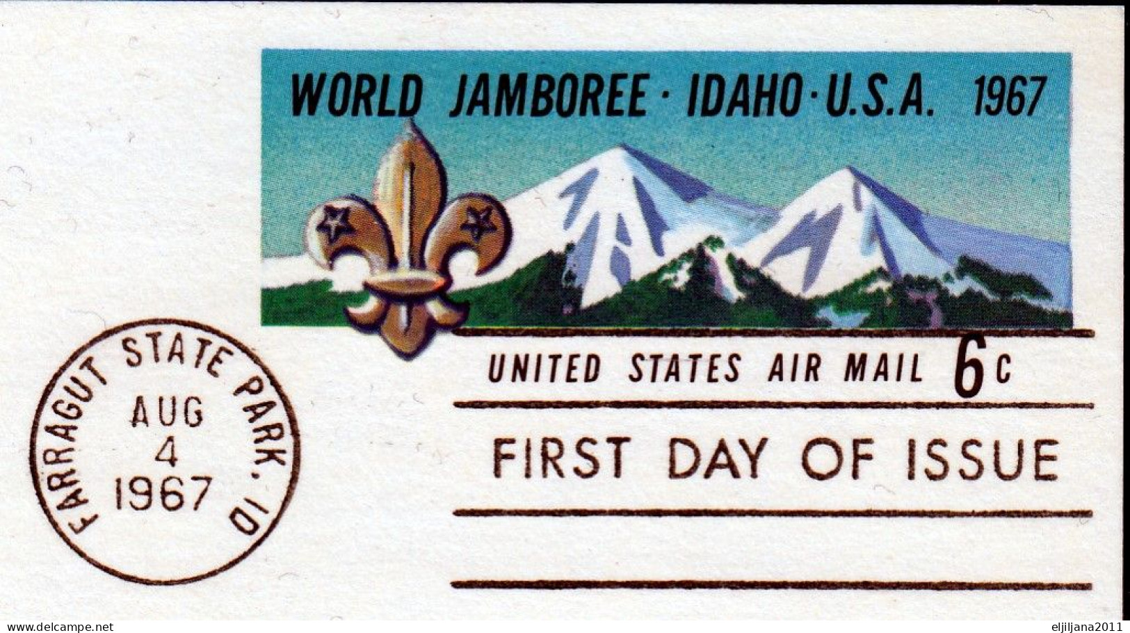SALE !! 50 % OFF !! ⁕ USA 1967 ⁕ World Jamboree, Idaho ⁕ FDC Stationery Postcard, Farragut State Park - 1961-1970
