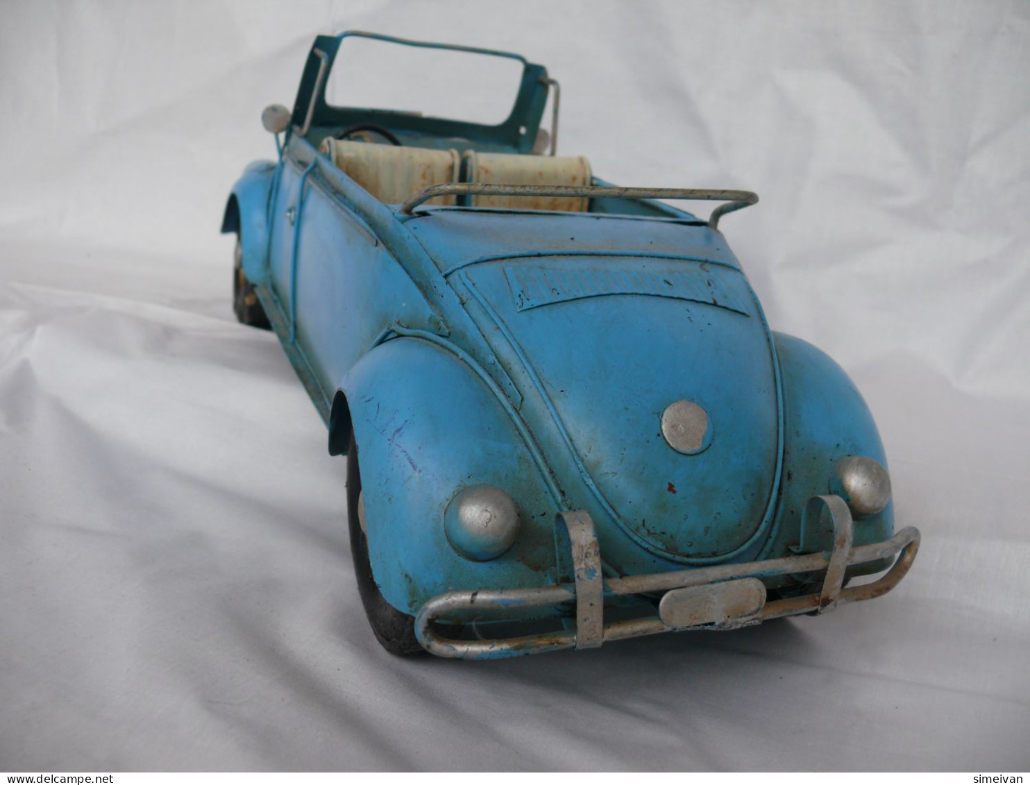 Beautiful Vintage Metal Car Volkswagen Beetle Cabrio Sheet Metal 36cm #1772 - Beperkte Oplage En Curiosa - Alle Merken