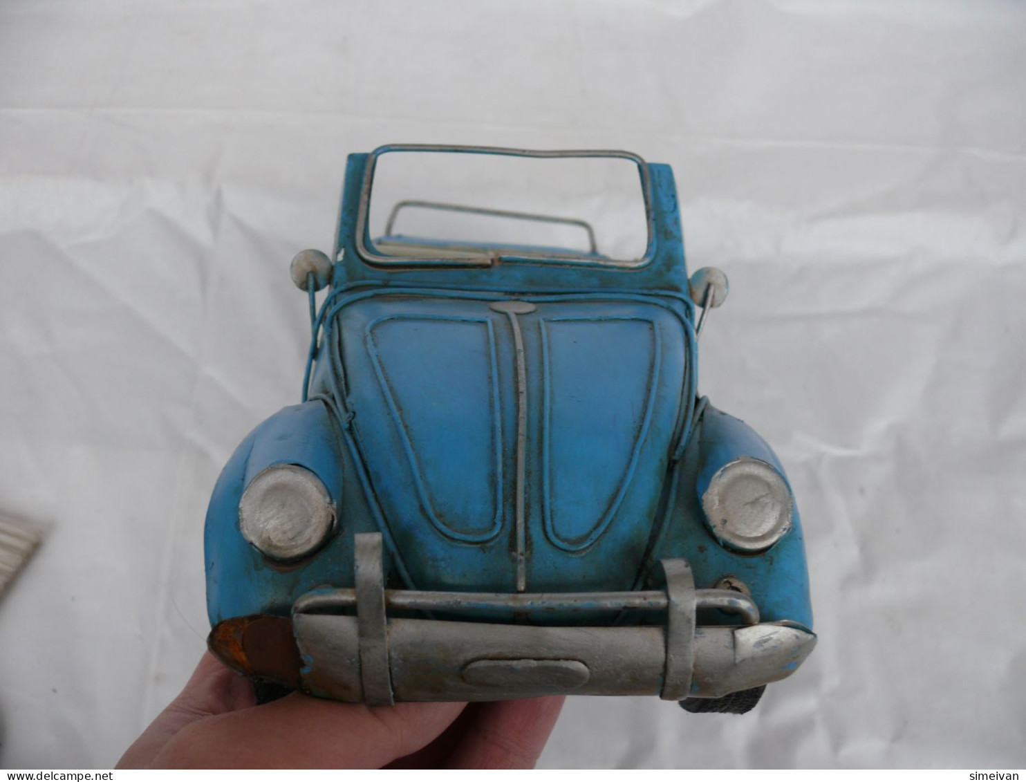 Beautiful Vintage Metal Car Volkswagen Beetle Cabrio Sheet Metal 36cm #1772