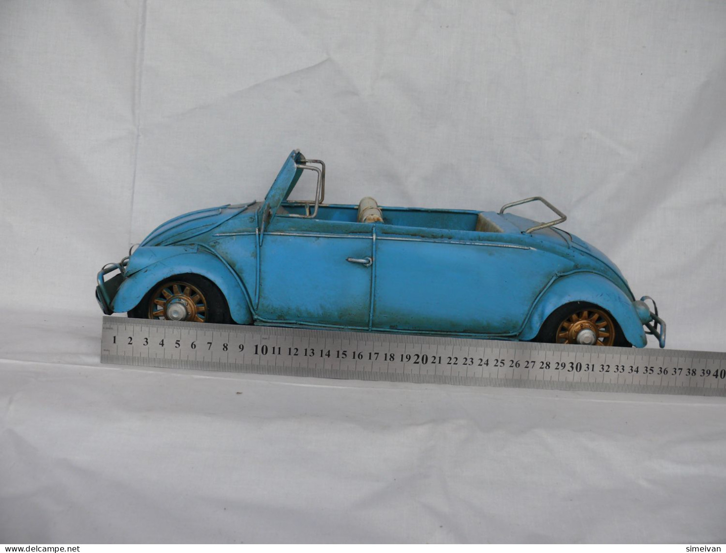 Beautiful Vintage Metal Car Volkswagen Beetle Cabrio Sheet Metal 36cm #1772