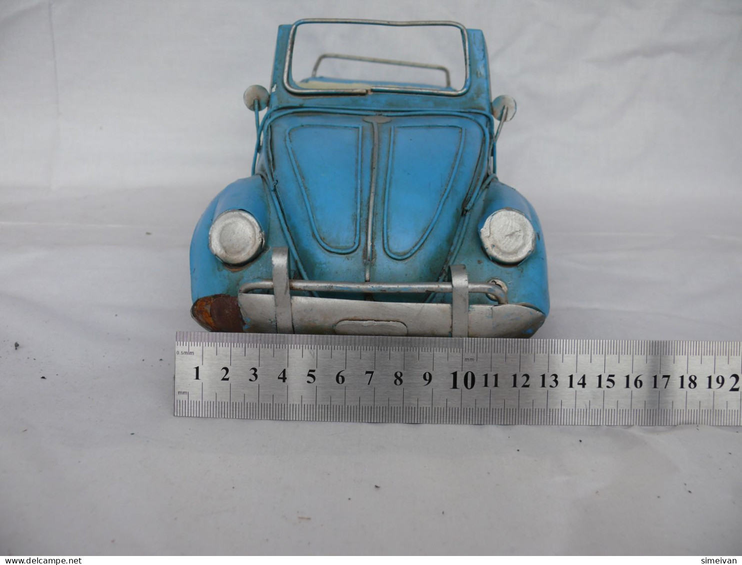 Beautiful Vintage Metal Car Volkswagen Beetle Cabrio Sheet Metal 36cm #1772