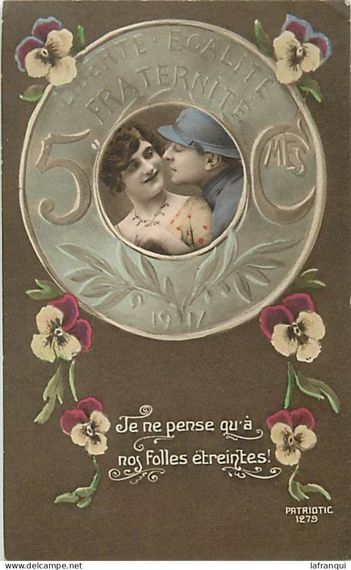 Themes Div- Ref TT727-guerre 1914-18-militaires-patriotique -couple Representation Monnaies -piece De 5 Centimes - - Monnaies (représentations)