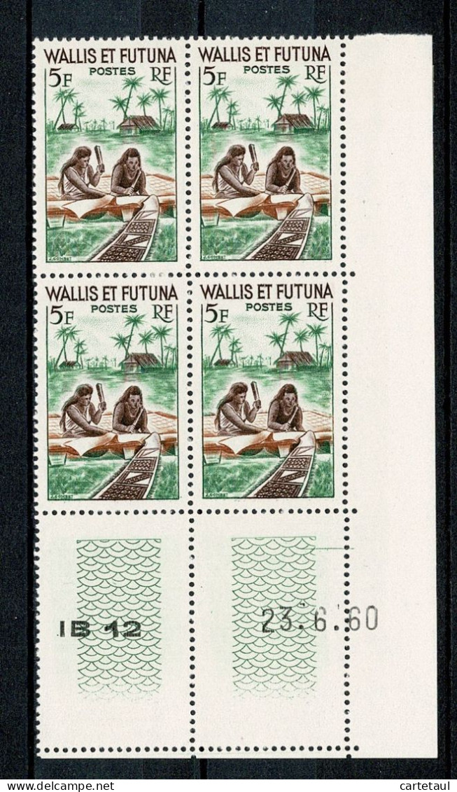 WALLIS Et FUTUNA  Bloc De 4 Coin Daté 23.6.60  2 Charnières En Mages - Timbres ** - Neufs