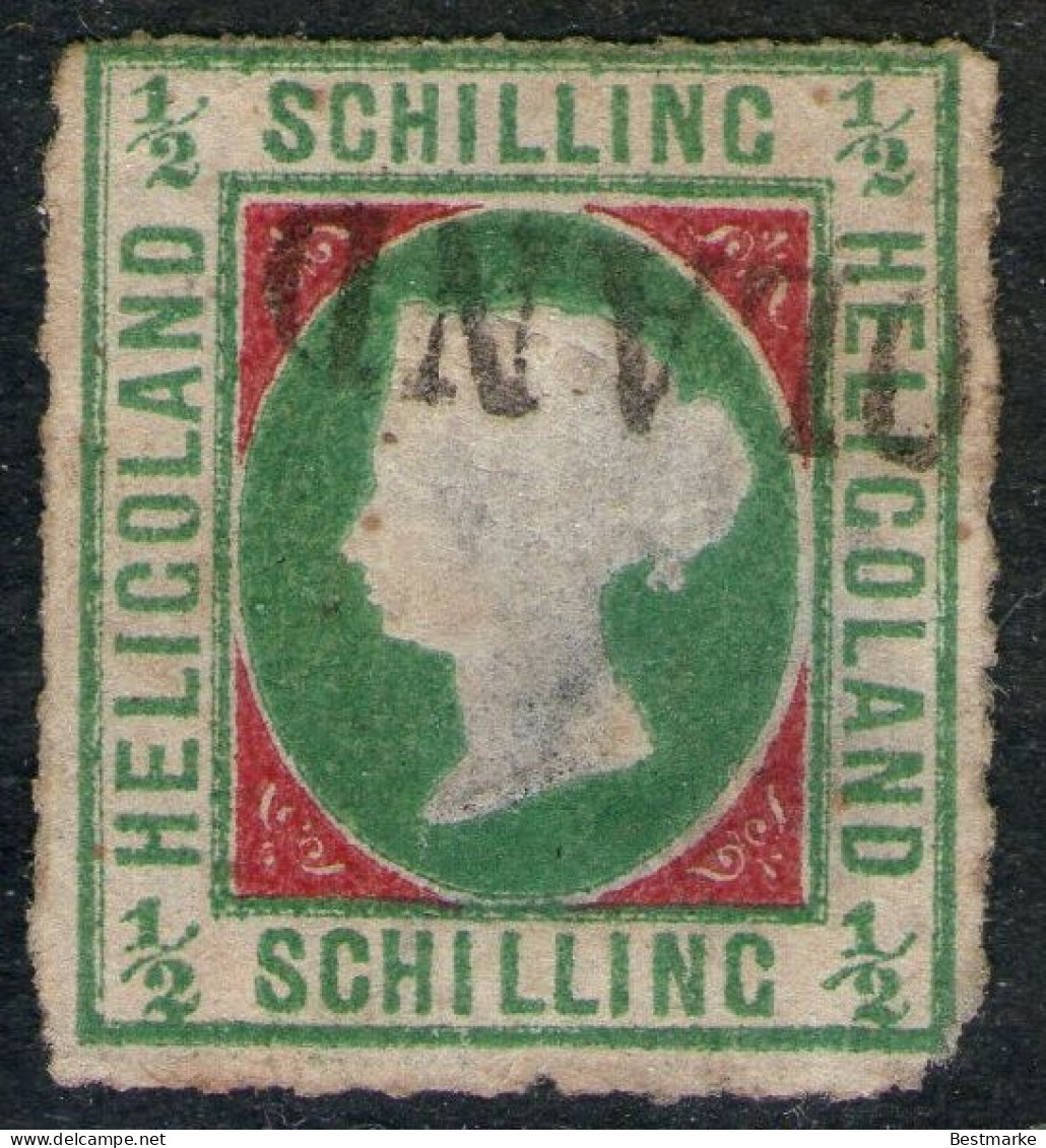 L1 HELGOLAND Auf 1/2 Shilling Dunkelbläulichgrün/karmin - Helgoland Nr. 1 Typ I - Helgoland