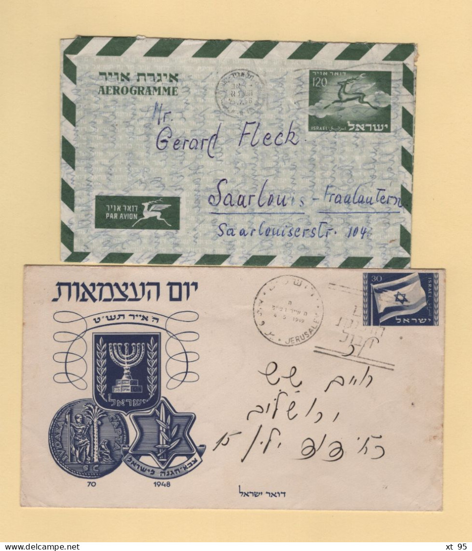 Israel - Lot De 2 Entiers Postaux - Aerogramme - Covers & Documents