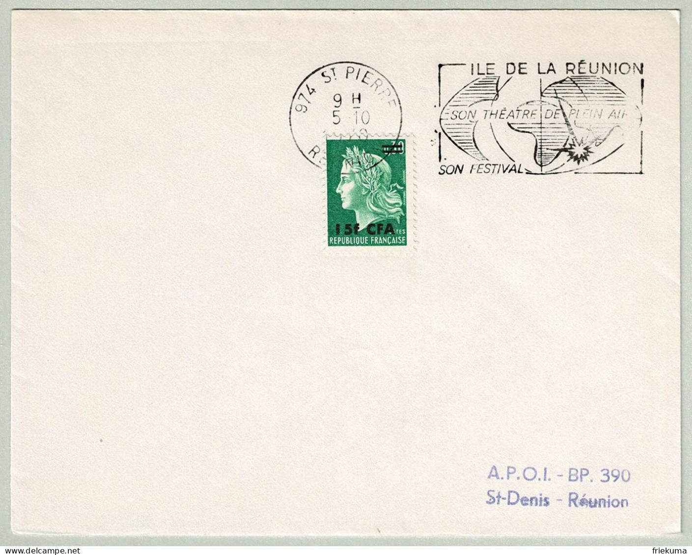 Frankreich / France CFA 1970, Brief St.Pierre - St-Denis, La Réunion - Islands