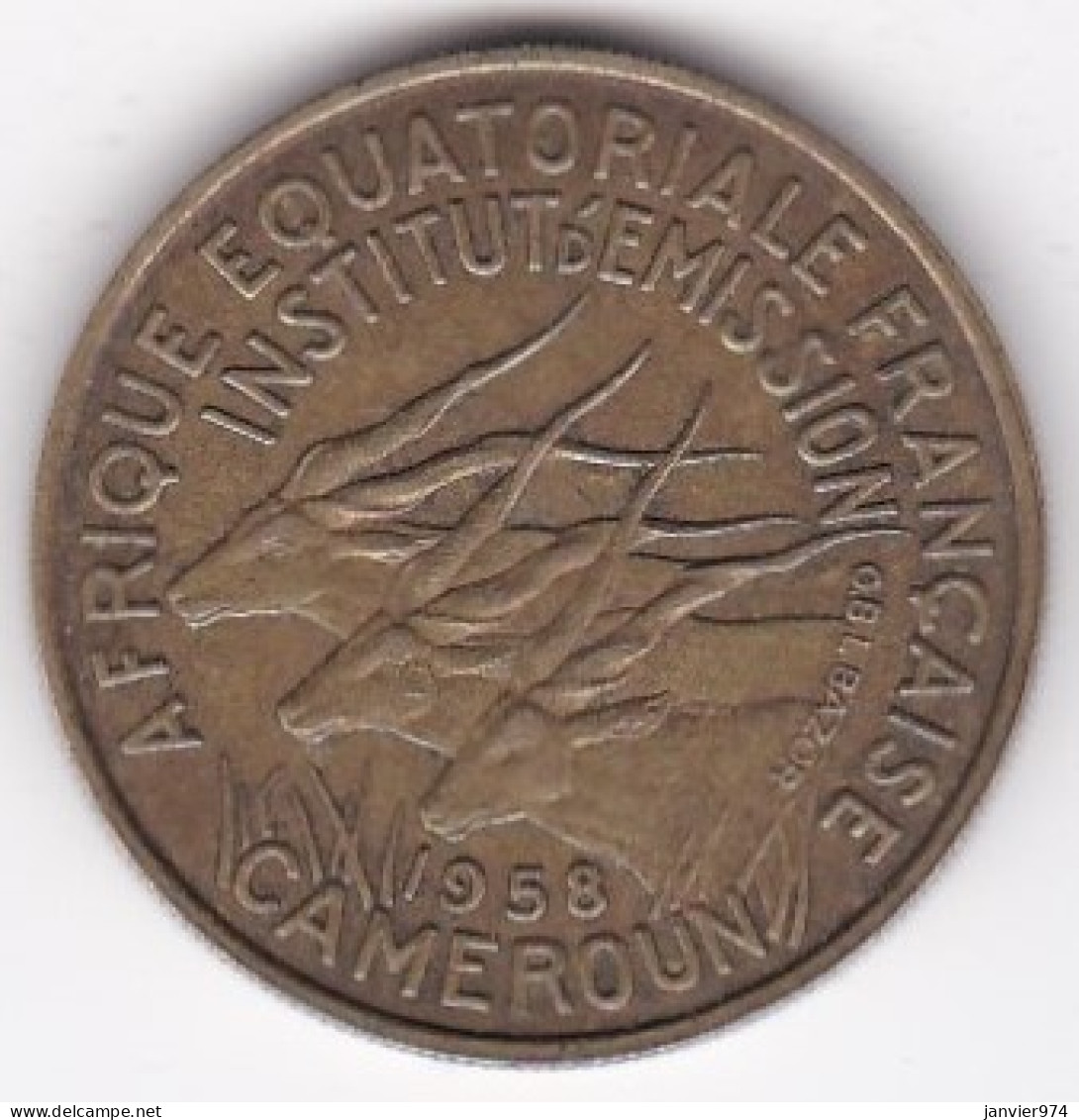 A.E.F. Cameroun, 25 Francs 1958, En Bronze Aluminium. KM# 12 - Africa Equatoriale Francese