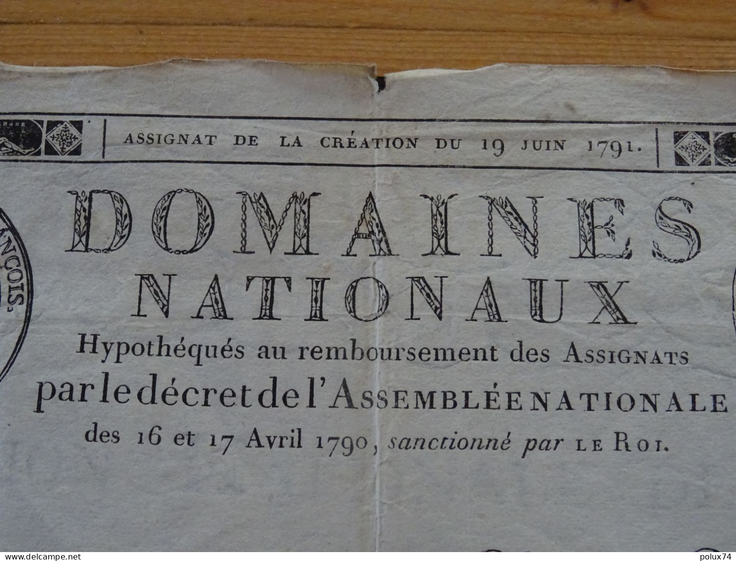 ASSIGNAT DE 500 LIVRES A FACE ROYALE 1791 - Assegnati