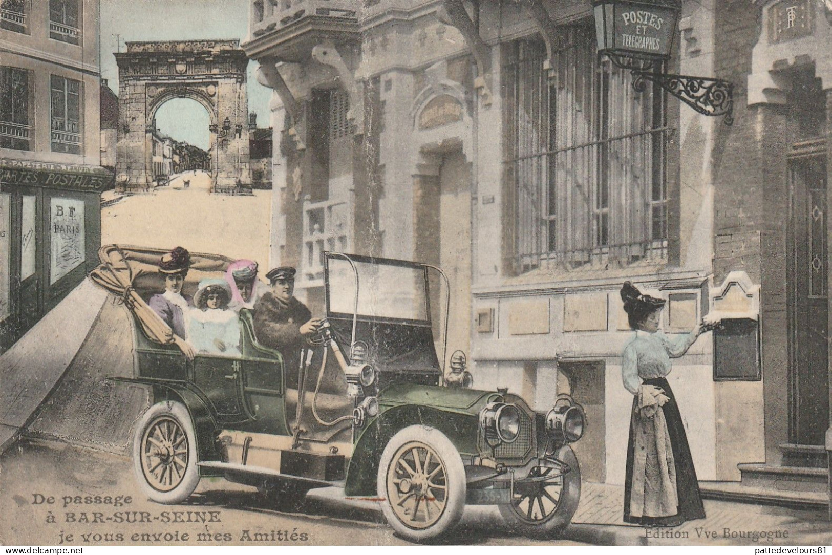 CPA (10) BAR SUR SEINE Je Vous Envoie Mes Amitiés Voiture Automobile Véhicule Tacot - Bar-sur-Seine