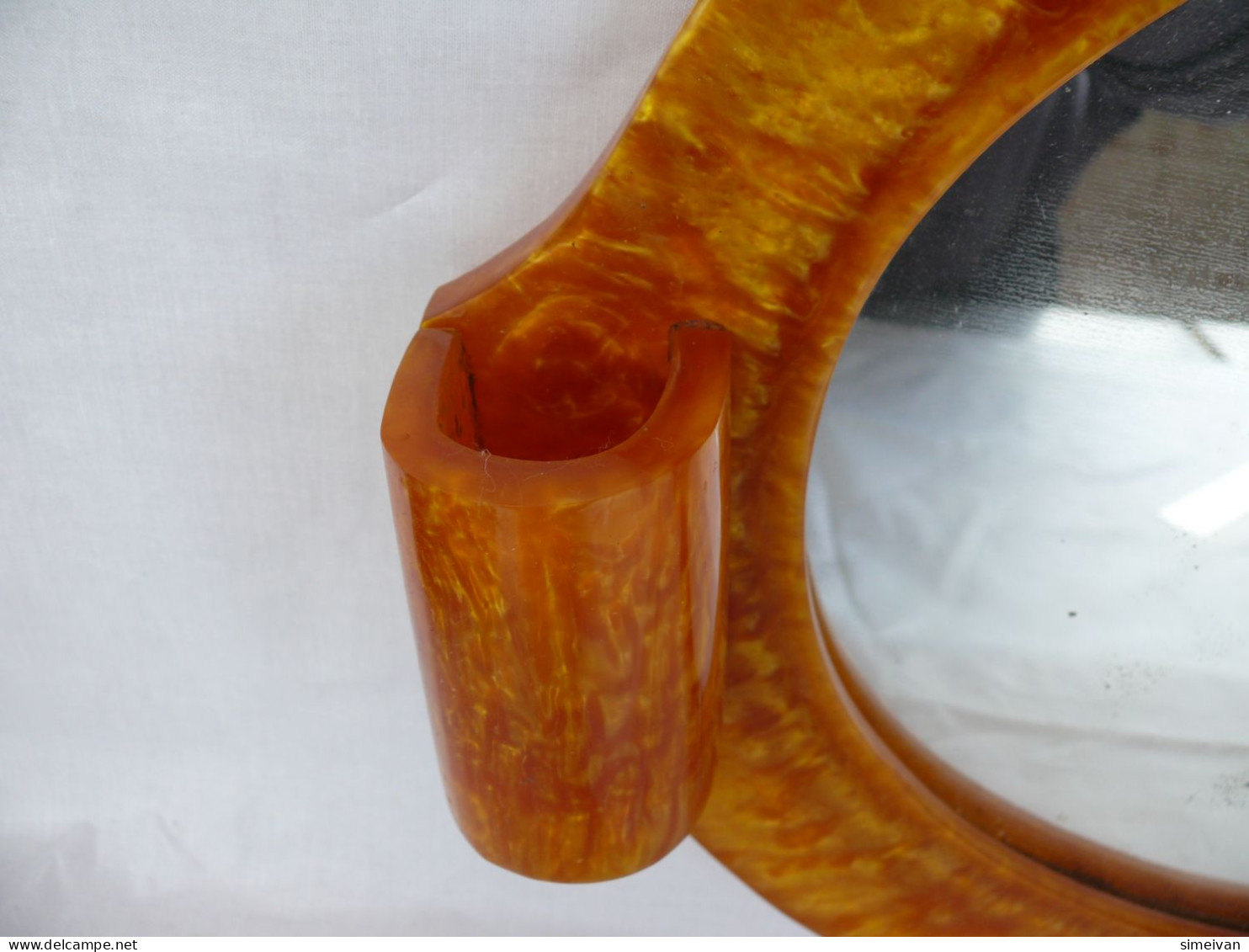 Beautiful Vintage 60s Lava Flow Bath Mirror Yellow Amber Color #1845 - Spiegel