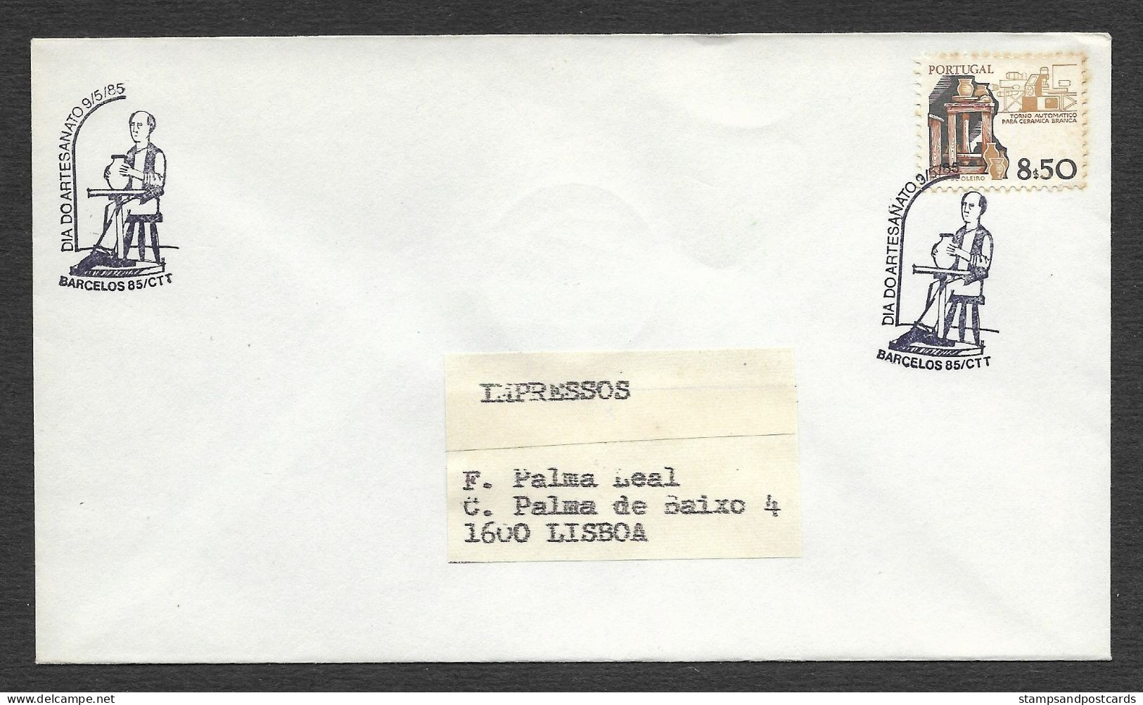 Portugal Cachet Numerique + Cachet Commémoratif Barcelos 1985 Artisanat Poterie Pottery Event Pmk + Numeric Cancel - Postal Logo & Postmarks