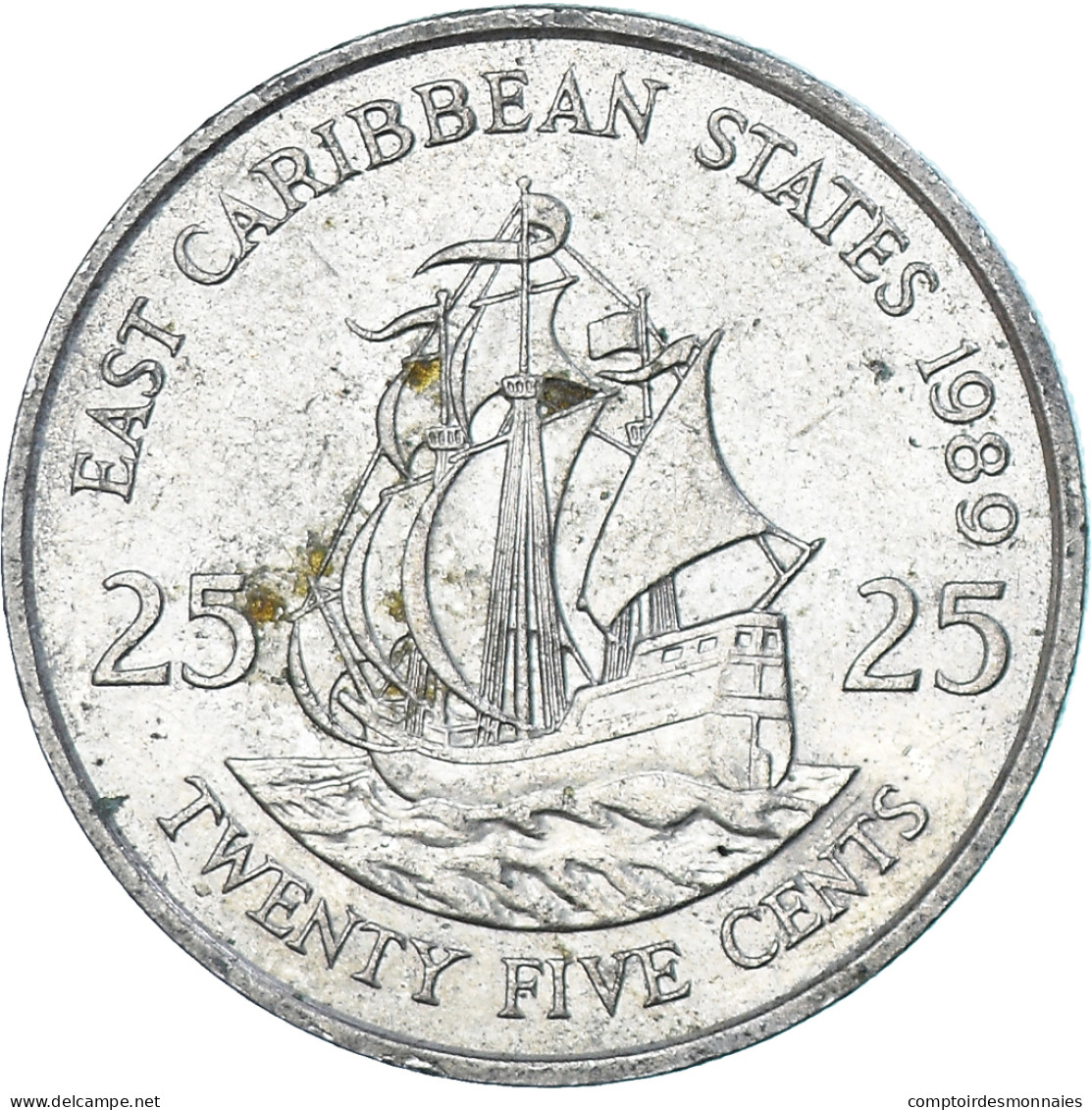 Monnaie, Etats Des Caraibes Orientales, 25 Cents, 1989 - Oost-Caribische Staten