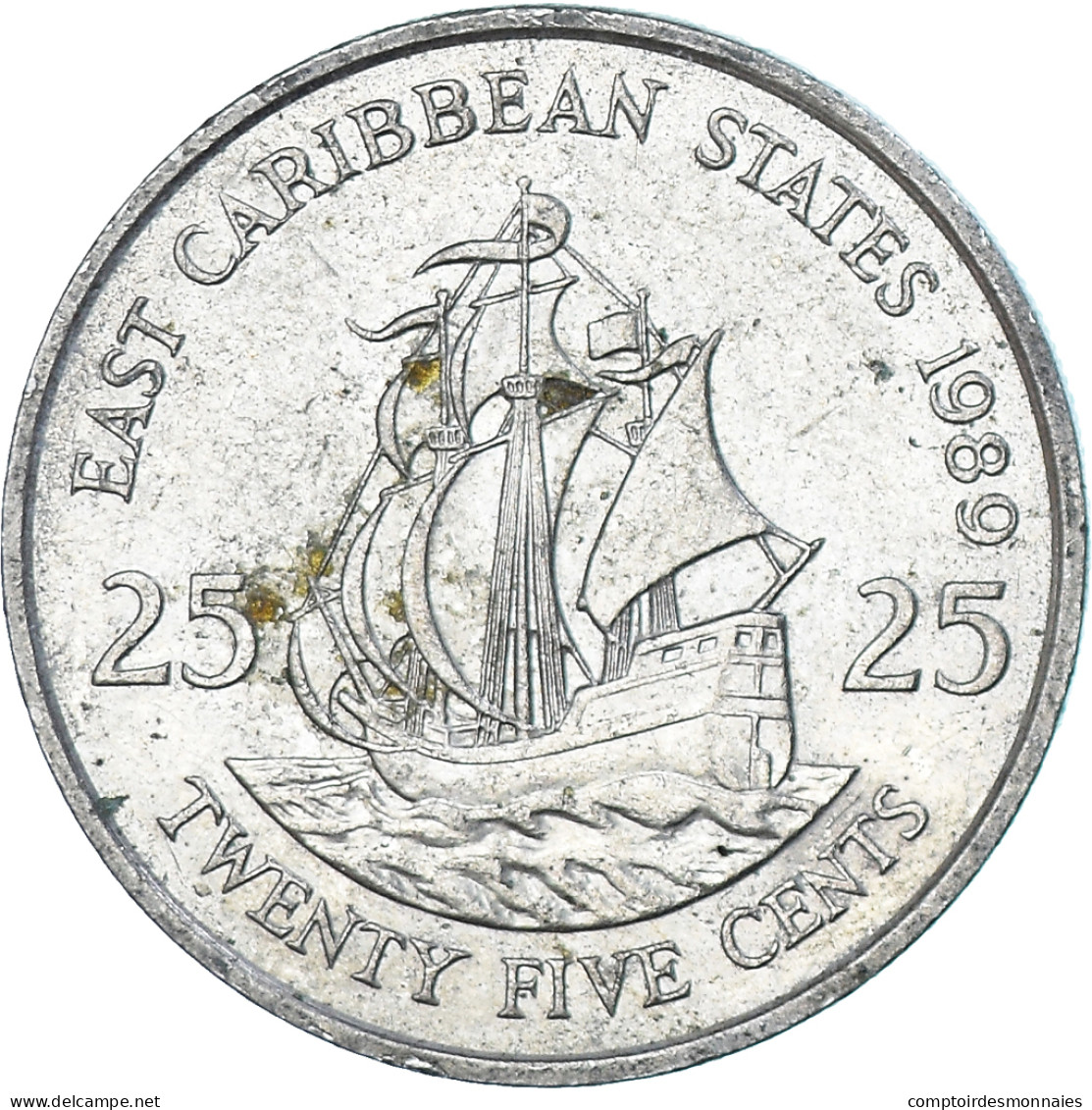 Monnaie, Etats Des Caraibes Orientales, 25 Cents, 1989 - Ostkaribischer Staaten