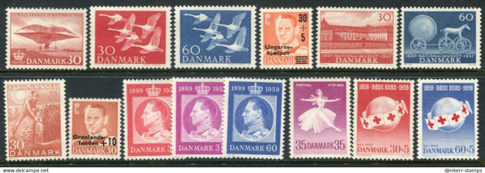 DENMARK 1956-59 Complete Issues, MNH / **.  Michel 363-76 - Nuovi