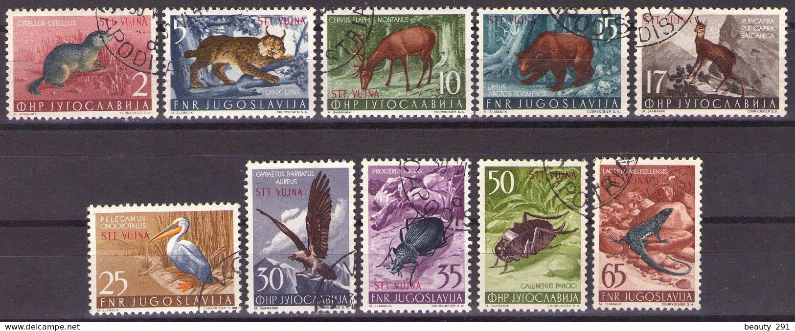 ITALIA - Trieste-Zona B -1954 Mi 123-132 - FAUNA,ANIMALS  - USED - Usati