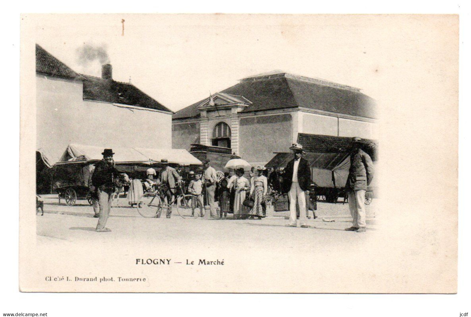 89 FLOGNY LA CHAPELLE Le Marché - Cliché Durand - Carrioles - Cycliste - Bien Animée - Flogny La Chapelle