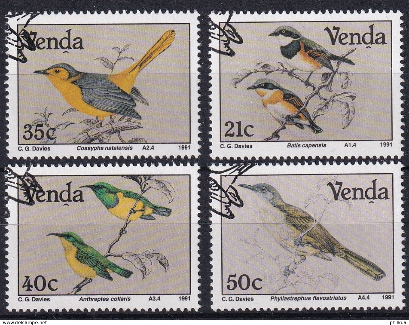 MiNr. 217 - 220 Südafrika, Venda    1991, 7. März. Vögel - Mit ET-Eckstempel - Venda