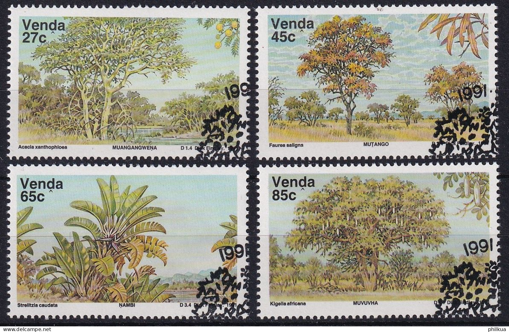 MiNr. 229 - 232 Südafrika, Venda    1991, 21. Nov. Bäume (IV) - Mit ET-Eckstempel - Venda