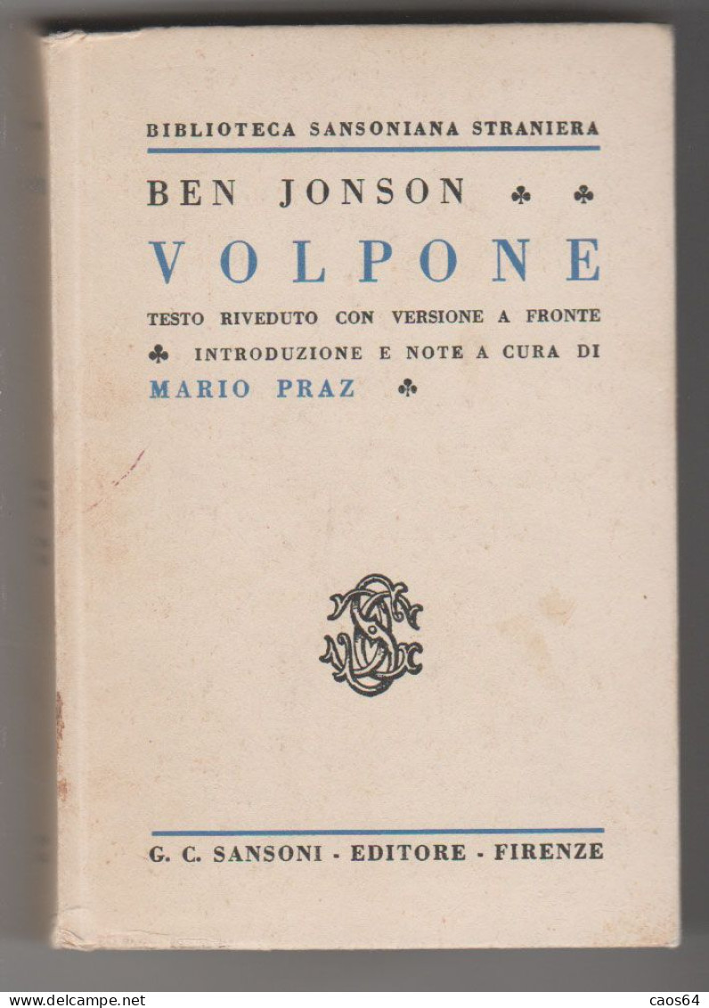 Volpone Ben Jonson  Sansoni 1949 - Klassik