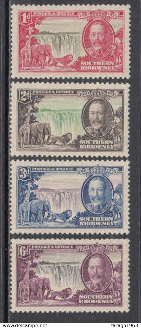 1935 Southern Rhodesia KGV Silver Jubilee Elephants Lions Giraffe Waterfalls Complete Set Of 4 Mint HINGED - Southern Rhodesia (...-1964)