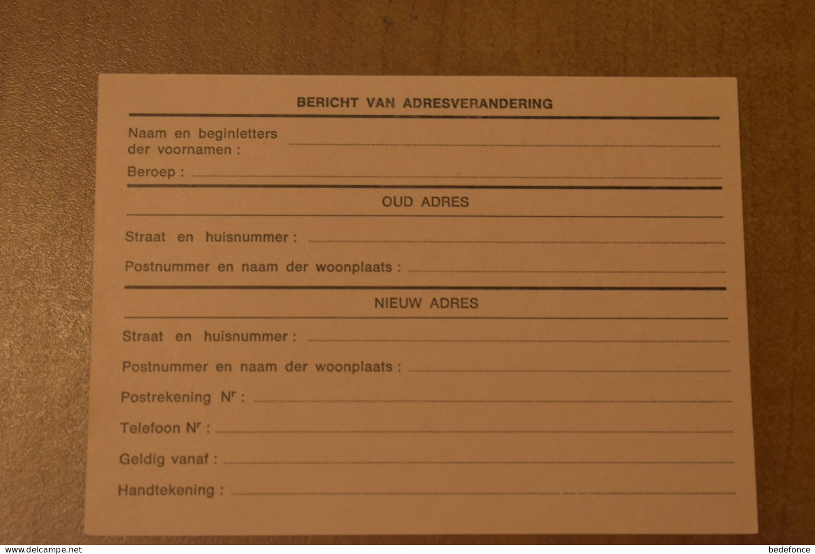 Belgique - Avis De Changement D'adresse - Prétimbrée - 4,50 F - Lion - Non Circulé - En Néerlandais - Avviso Cambiamento Indirizzo