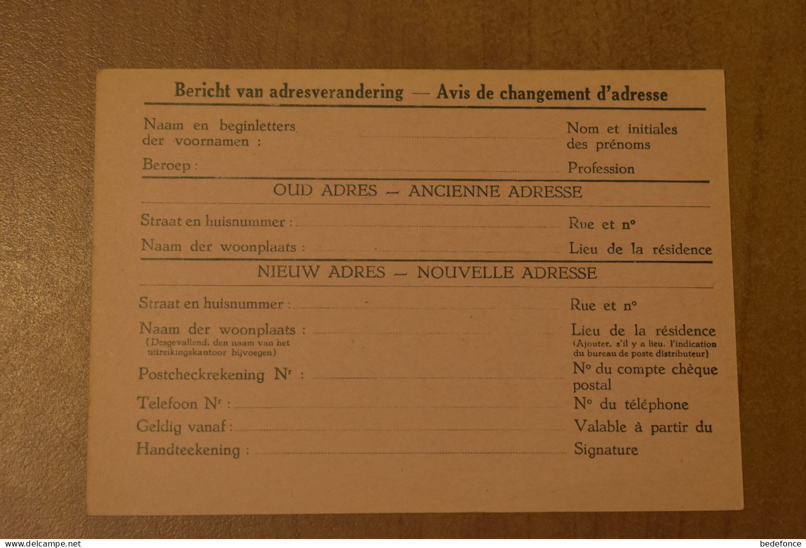 Belgique - Avis Changement Adresse - Prétimbrée - 10 C Lion - Non Circulé - Adreswijziging