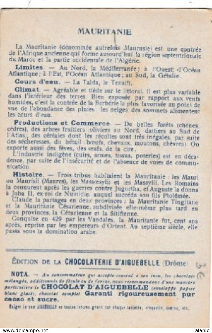 CPA- LES COLONIES FRANCAISES AFRIQUE MAURITANIE Carte- Chromo Chocolaterie D 'Aiguebelle - Mauritanië