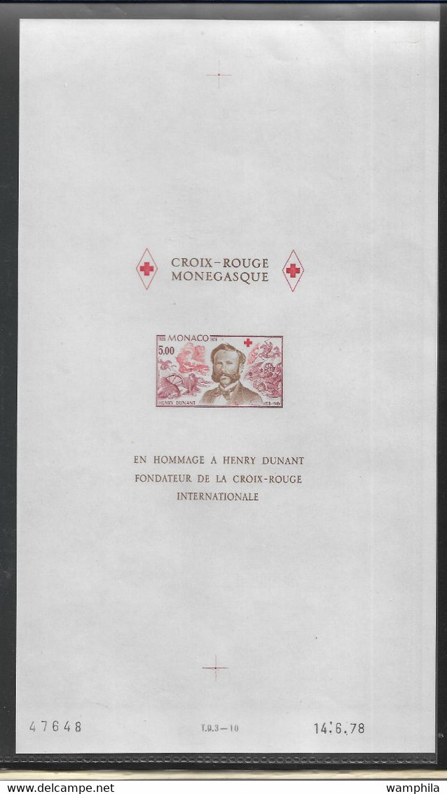 Monaco Bloc Gommé N°15** Essai Non Dentelé ,GD. Format 280 X 160. Croix-Rouge. RARE - Variétés