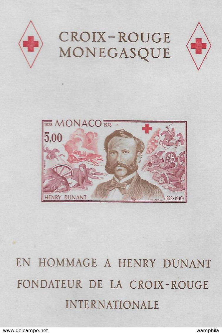 Monaco Bloc Gommé N°15** Essai Non Dentelé ,GD. Format 280 X 160. Croix-Rouge. RARE - Varietà