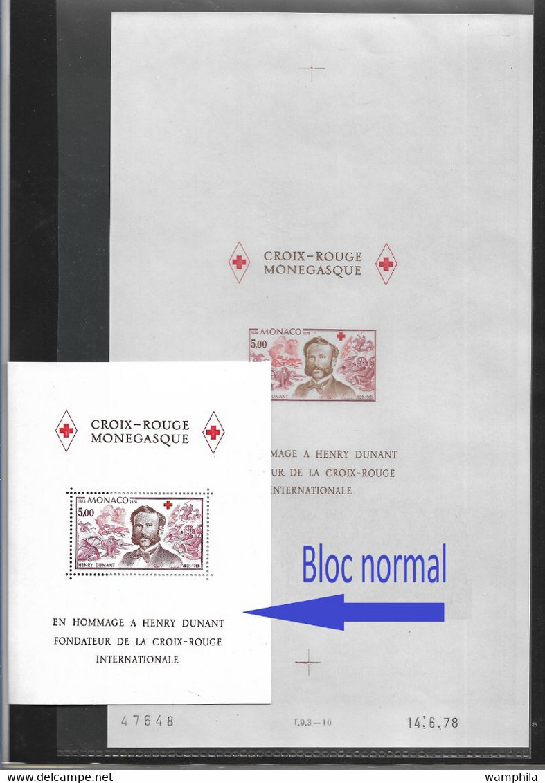 Monaco Bloc Gommé N°15** Essai Non Dentelé ,GD. Format 280 X 160. Croix-Rouge. RARE - Varietà