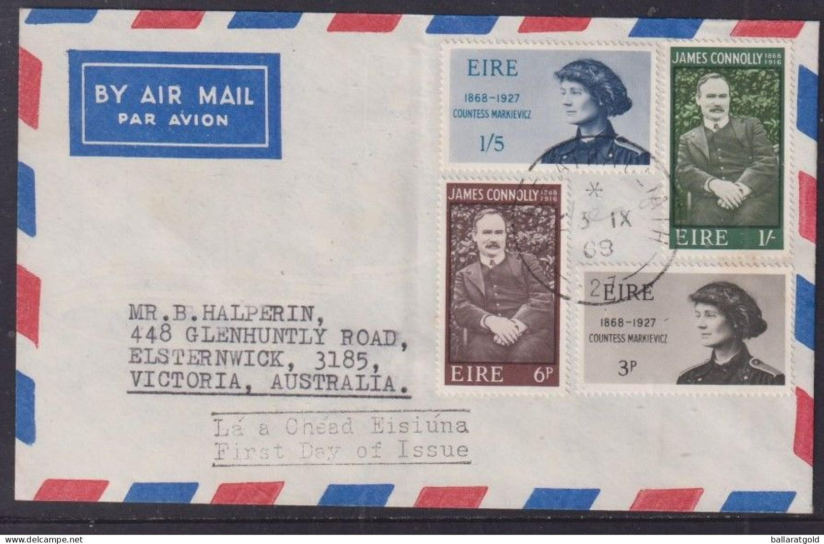 Ireland 1968 Airletter To Elsternwick - Covers & Documents