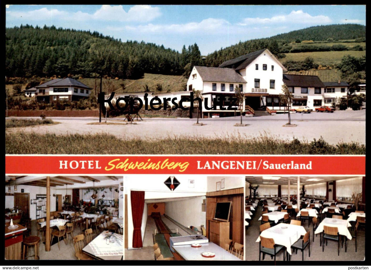 ÄLTERE POSTKARTE LANGENEI HOTEL SCHWEINSBERG SAUERLAND LENNESTADT Bundeskegelbahn AK Ansichtskarte Cpa Postcard - Lennestadt