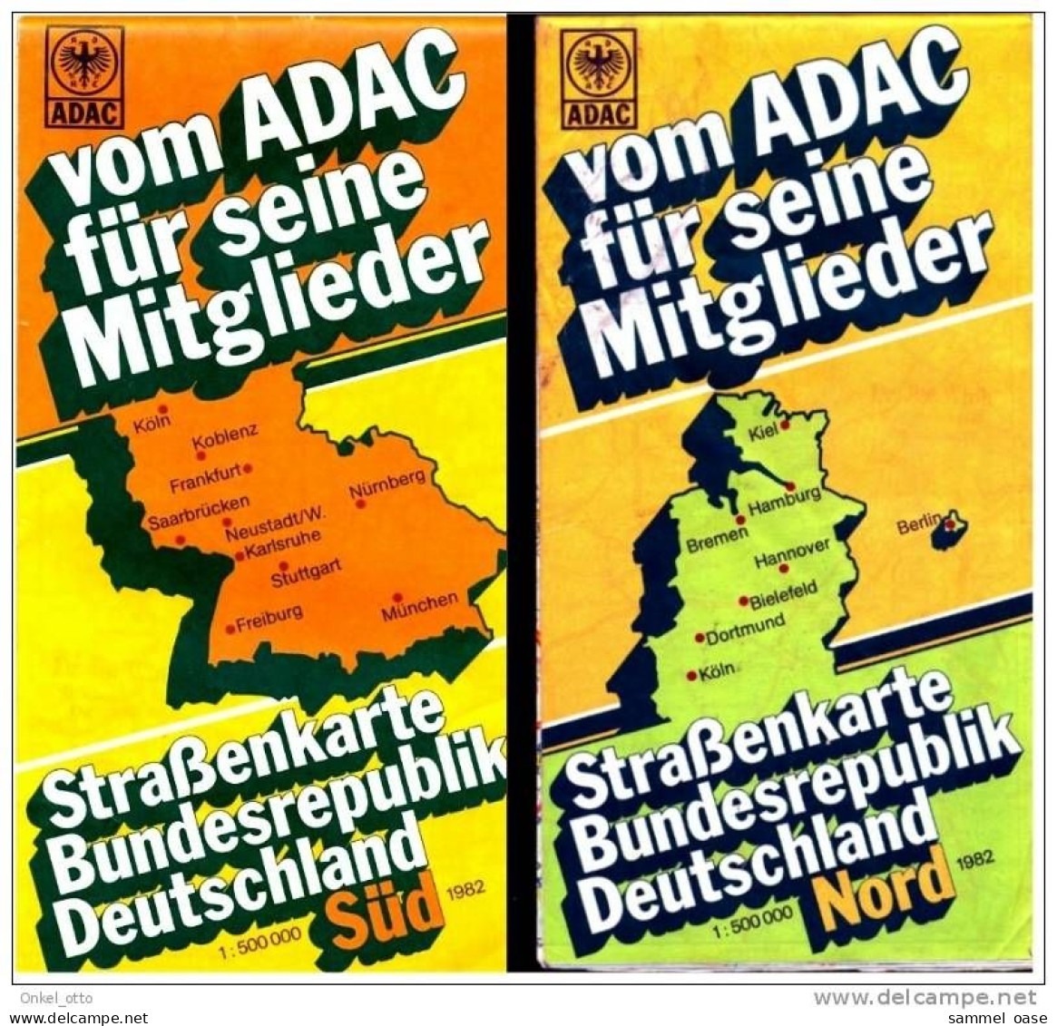 2 X ADAC Strassenkarten Deutschland Nord + Süd Von 1982 - Mappamondo