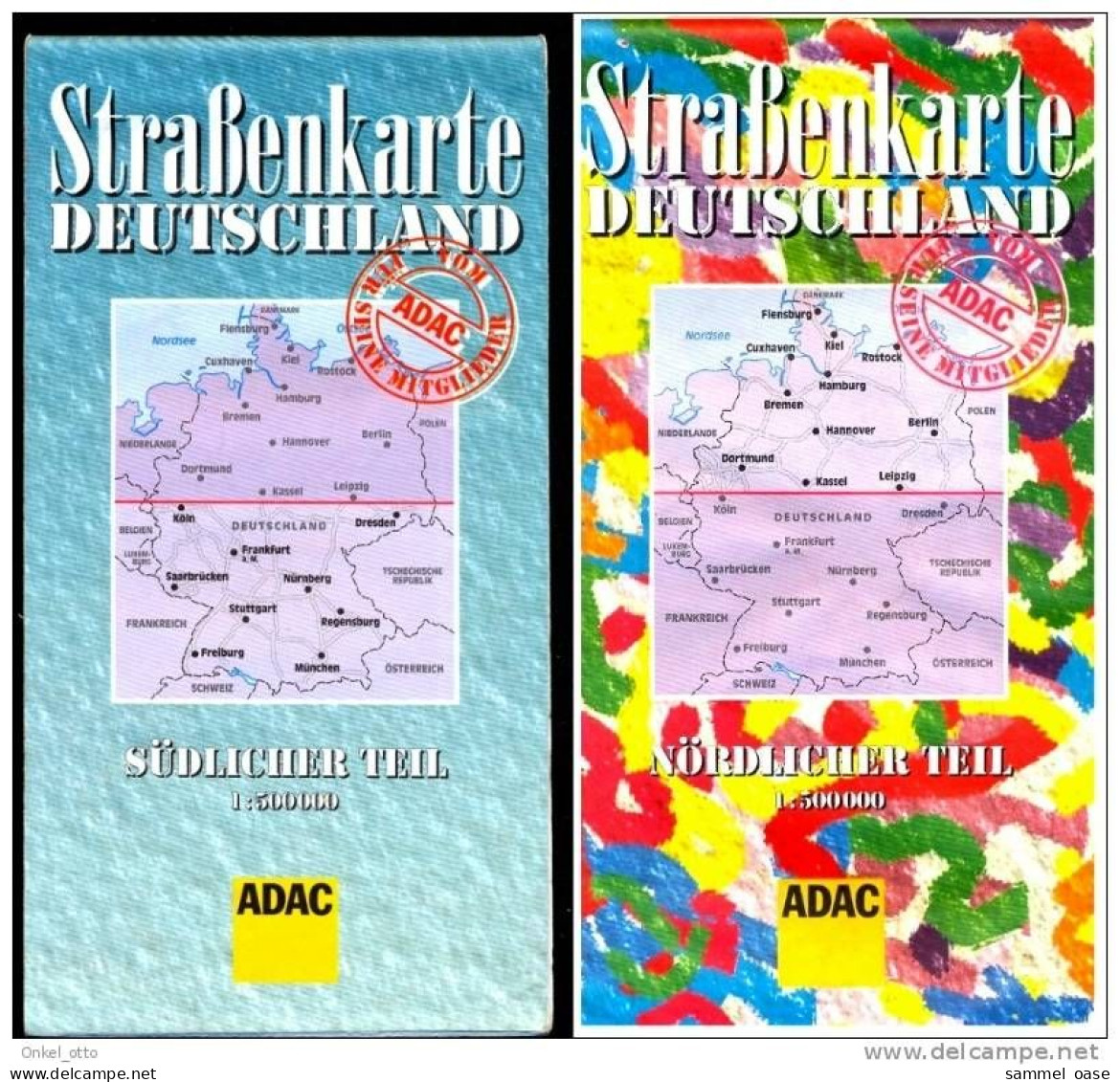 2 X ADAC Strassenkarten Deutschland Nord + Süd Von 1995 - Maps Of The World