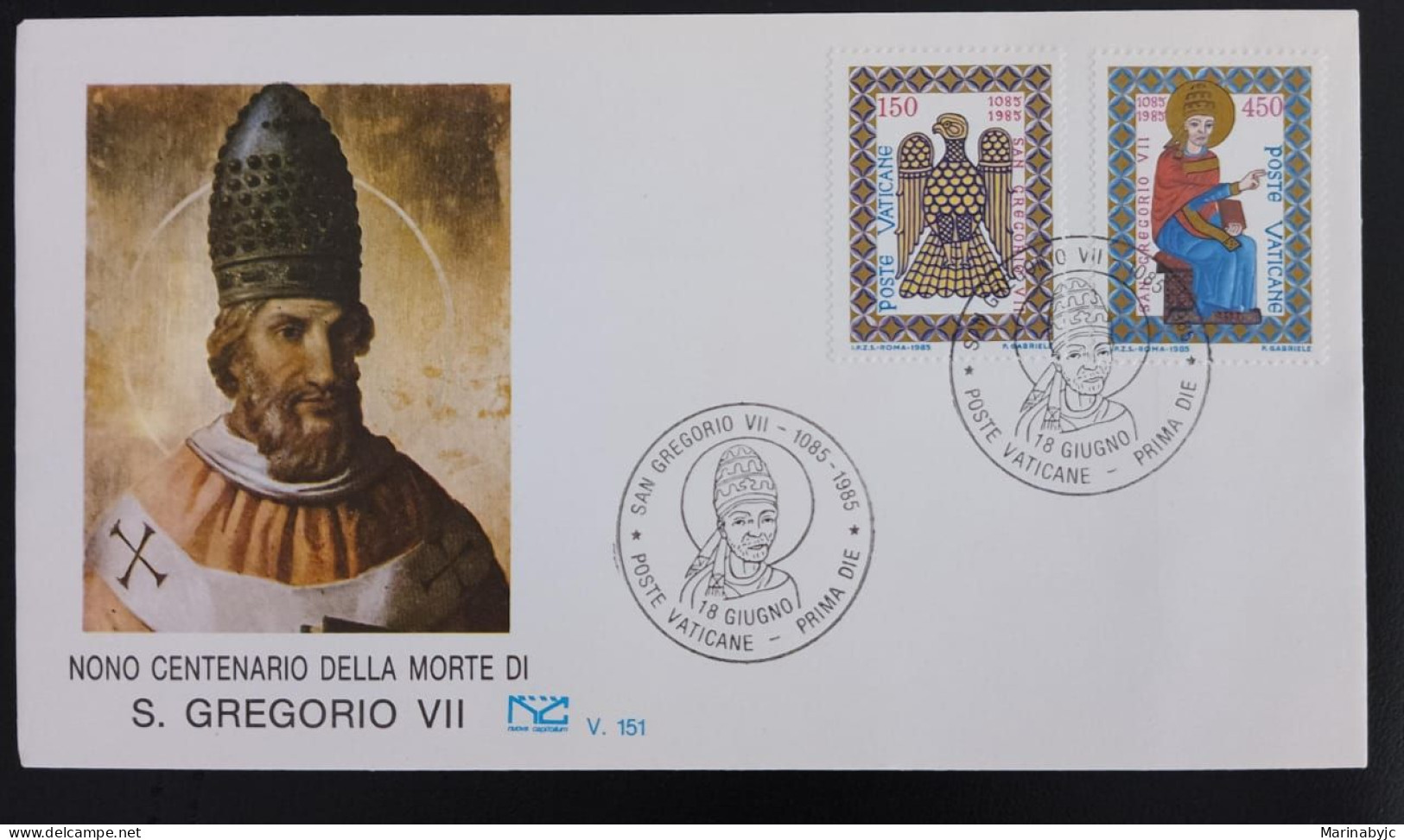 SD)1985. VATICAN. ITALY. CENTENARY OF THE DEATH OF SAN GREGORIO. FDC - Collections