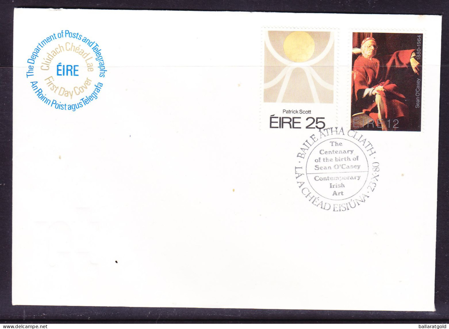 Ireland 1980 Sean O'Casey & Patrick Scott First Day Cover - Unaddressed - Lettres & Documents