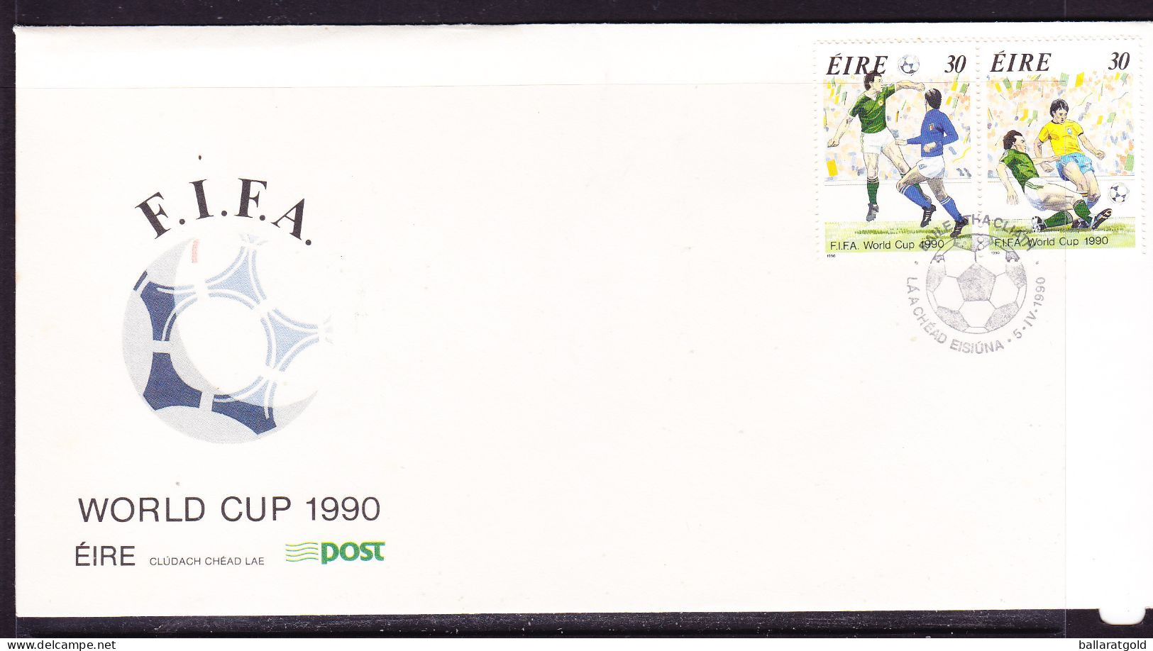 Ireland 1990 FIFA World Cup Soccer  First Day Cover - Unaddressed - Covers & Documents