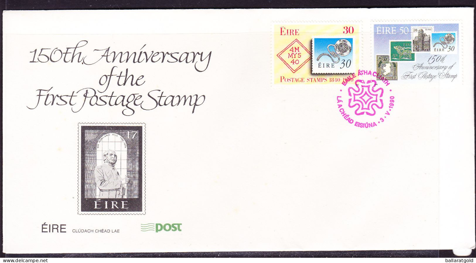 Ireland 1990 150th Anniv First Postage Stamps First Day Cover - Unaddressed - Brieven En Documenten