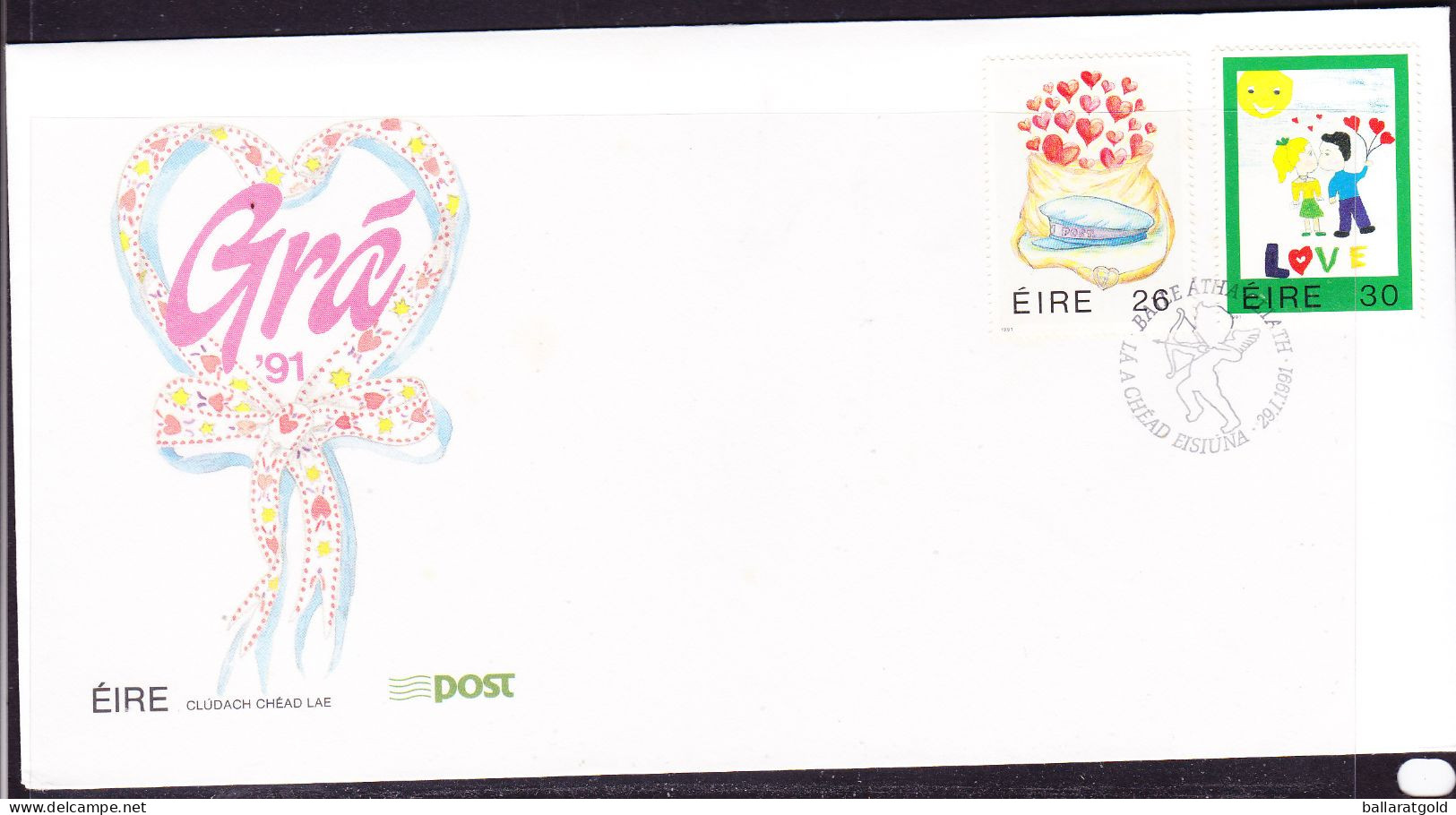 Ireland 1991 Love First Day Cover - Unaddressed - Lettres & Documents